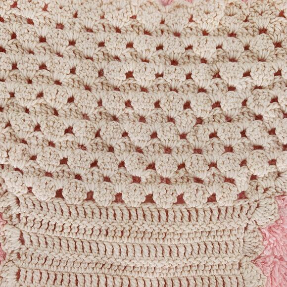 Vintage Bath Towel Set Penny's Pink Fringed Crochet Basket Edging Cotton Gift - Picture 3 of 9